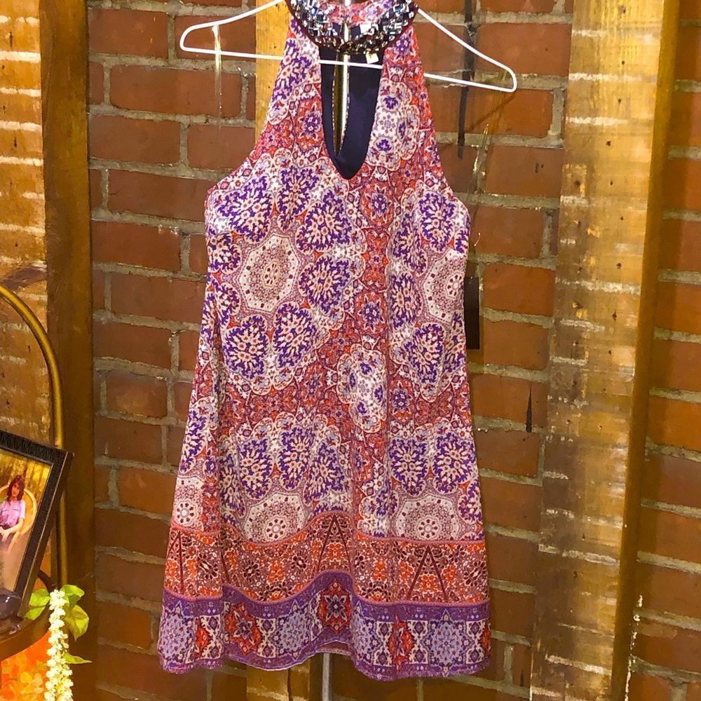 NWT Speechless slvless racerback dress S:S sequined embellishments around neck